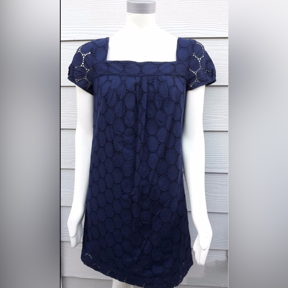 NWOT LOFT by Ann Taylor Dark Blue eyelet Dress